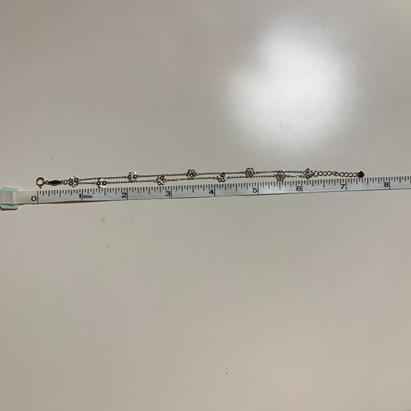 CHOW TAI FOOK Women Platinum Pt950 Floral Double Layer Chain Bracelet - Picture 3 of 3